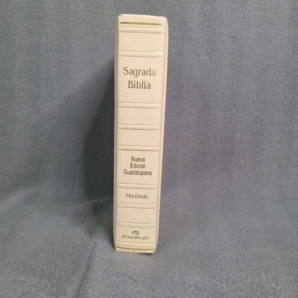 Stampley Sagrada Biblia Spanish Holy Bible White Gold Gilded Nueva Guadalupana - Picture 6 of 12